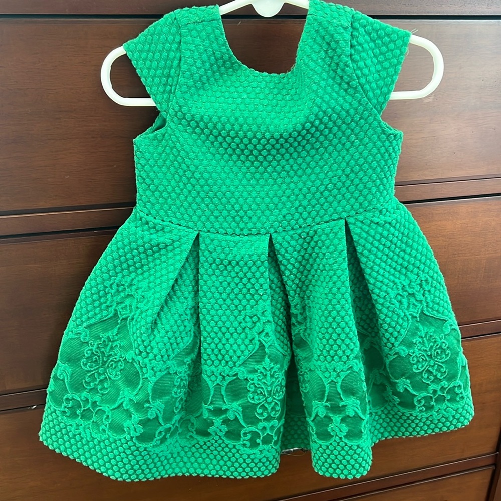 Janie and Jack Green Holiday girls dress